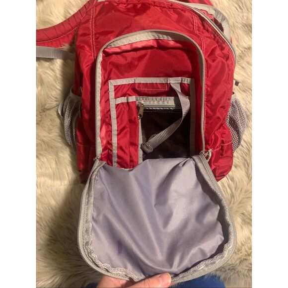 L.L. Bean Red and Gray/silver Deluxe Book bag BackPack Book Pack IV Kids - Picture 9 of 12